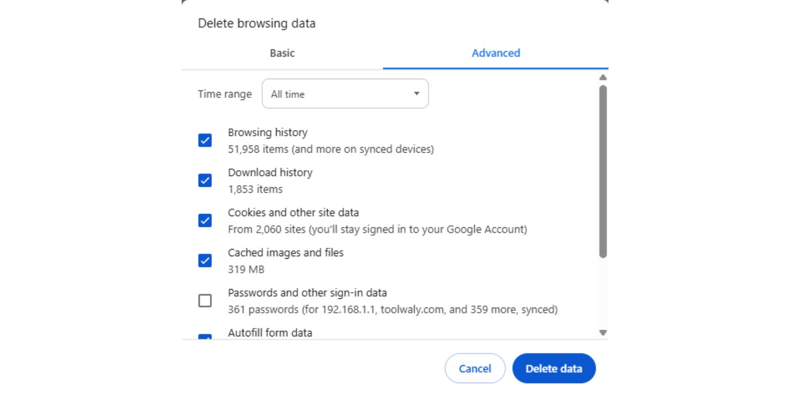 Clear Browser Cache and Cookies