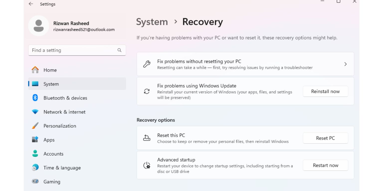 Use System Restore