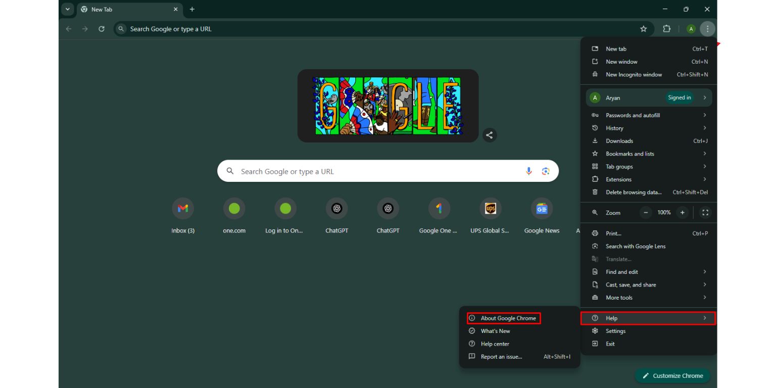 Select Help, then click About Google Chrome