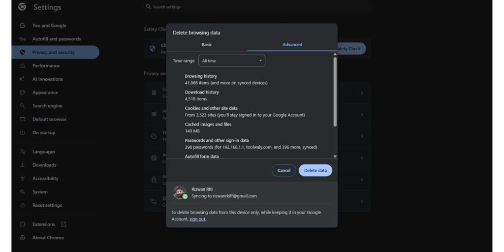 Clear Browser Cookies