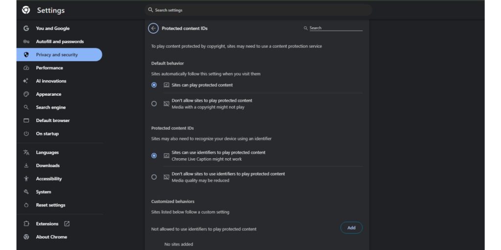 Enable DRM or Protected Content in Browser