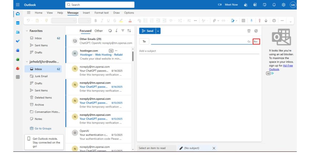 How to Add BCC in Outlook Desktop
