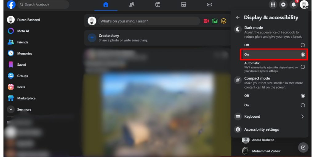 Under the Dark Mode section, click On to turn it on.