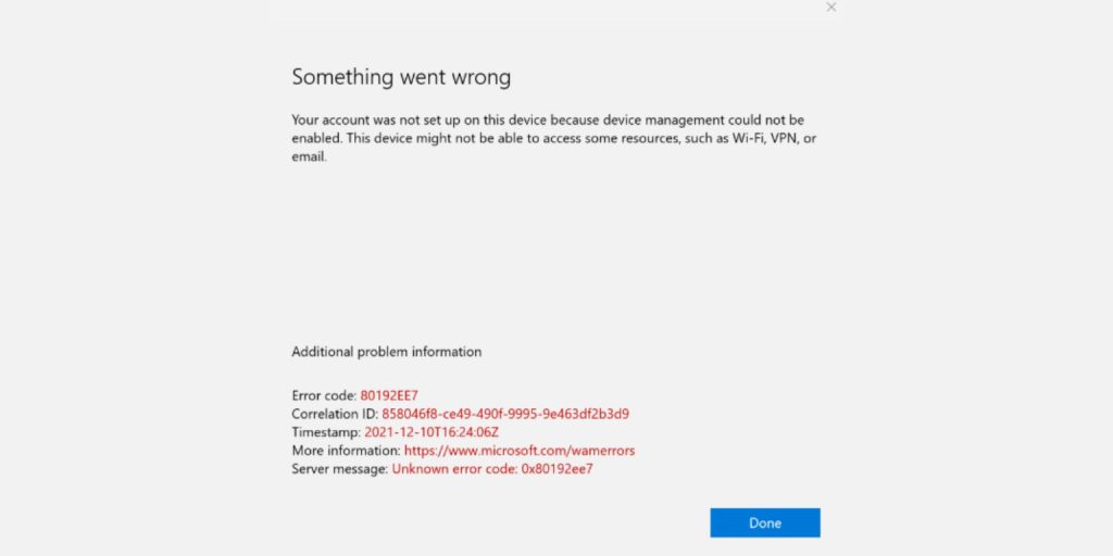 What Is Error Code 80192EE7 on Microsoft